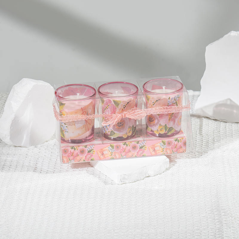 어머니날 클래식 작은 둥근 유리 컵 향기로운 양초 3PCS 세트 에코 간장 제조 업체