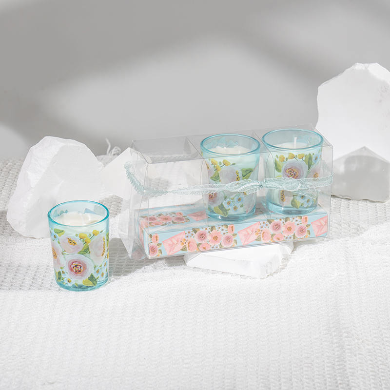 어머니날 클래식 작은 둥근 유리 컵 향기로운 양초 3PCS 세트 에코 간장 제조 업체