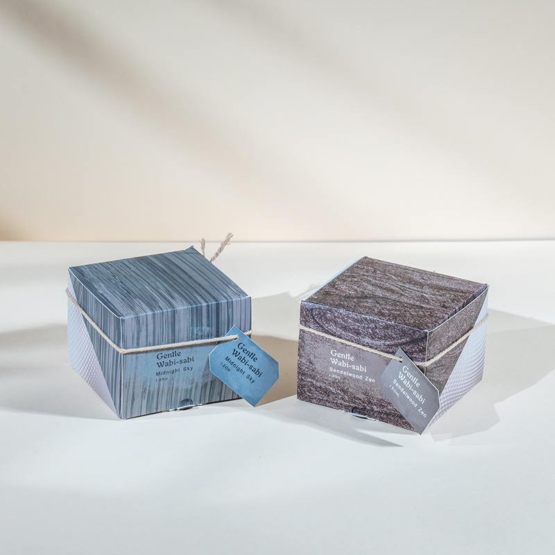 세로 줄무늬 향초가 있는 둥근 유리 캔들컵 - 에코 소이왁스 캔들 판매점