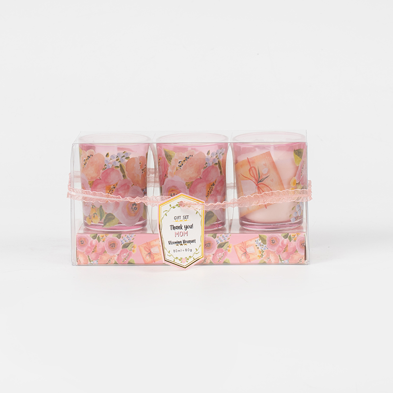 어머니날 클래식 작은 둥근 유리 컵 향기로운 양초 3PCS 세트 에코 간장 제조 업체